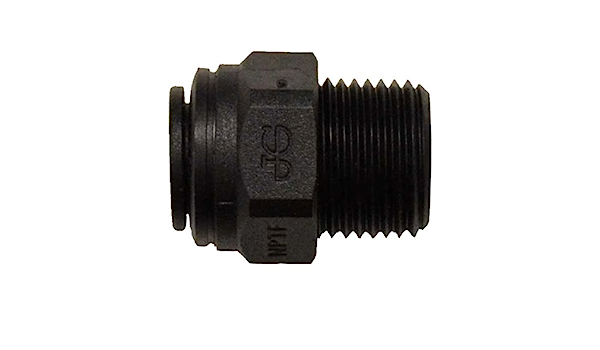 John Guest Reverse Osmosis RO Fitting - PP010821E Black Straight Adaptor 1/4 Inch Tube x 1/8 Inch NPTF Thread