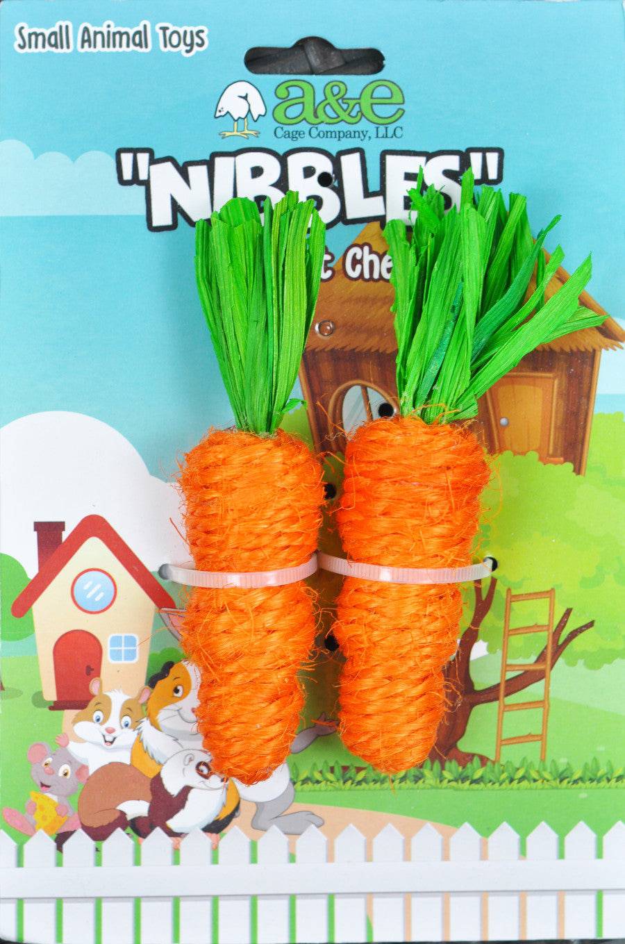 A & E Cages Nibbles Small Animal Loofah Chew Toy Carrots - The Pet Source