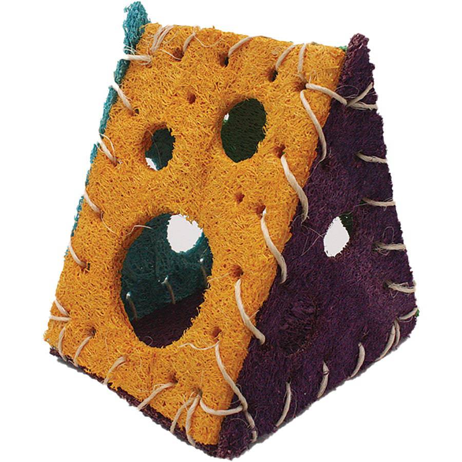 A & E Cages Nibbles Small Animal Loofah Chew Toy Cheese House - The Pet Source