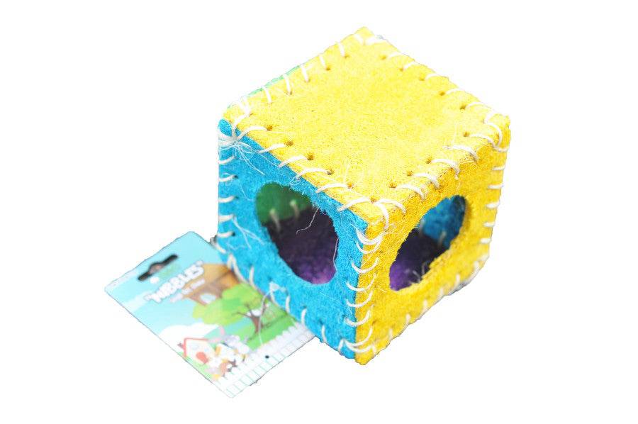 A & E Cages Nibbles Small Animal Loofah Chew Toy Cube - The Pet Source