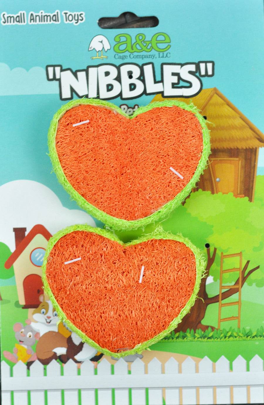 A & E Cages Nibbles Small Animal Loofah Chew Toy Hearts - The Pet Source