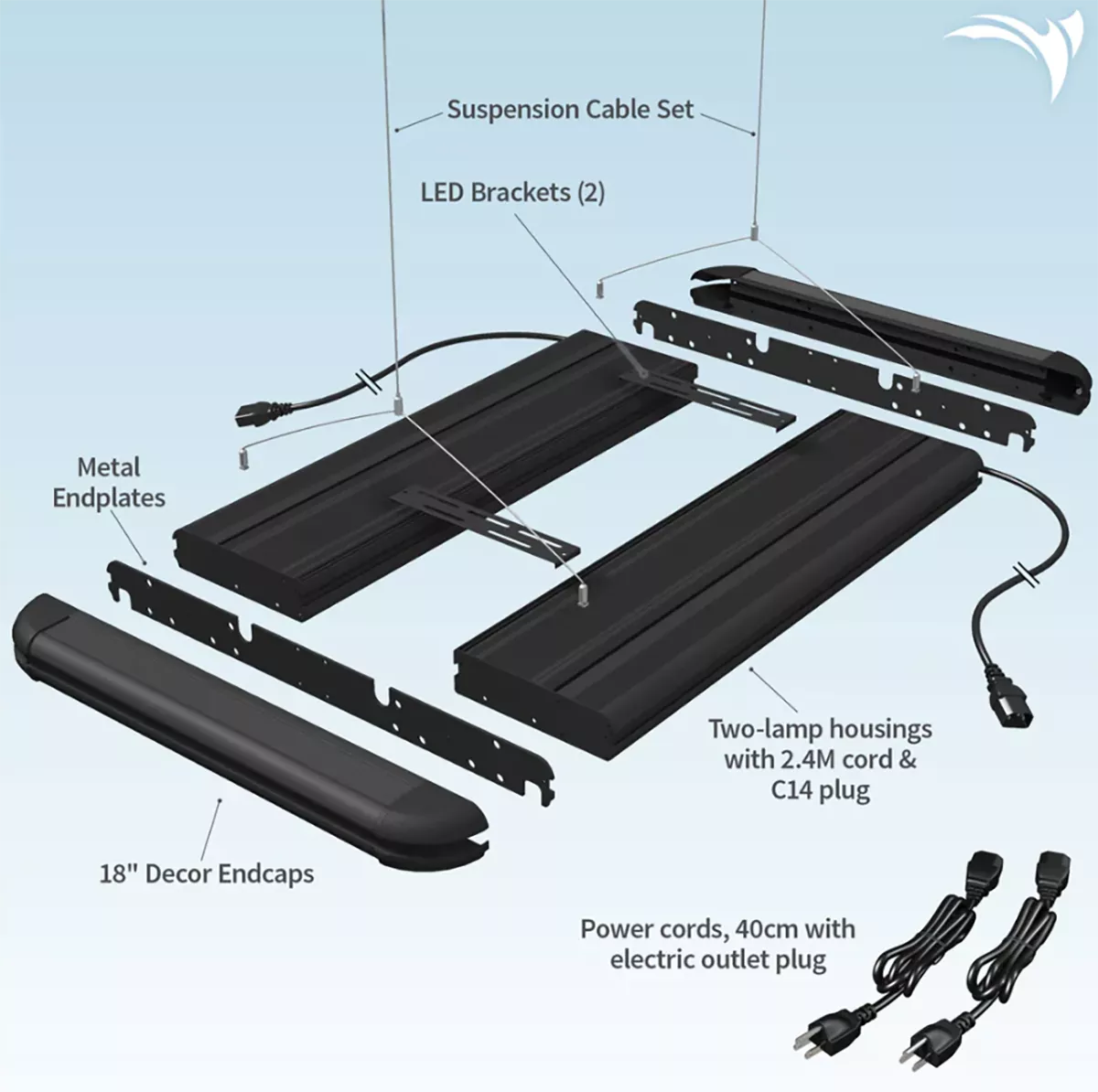Aquatic Life T5HO G3 Hybrid 4-Lamp Light Fixture Black 24 Inch