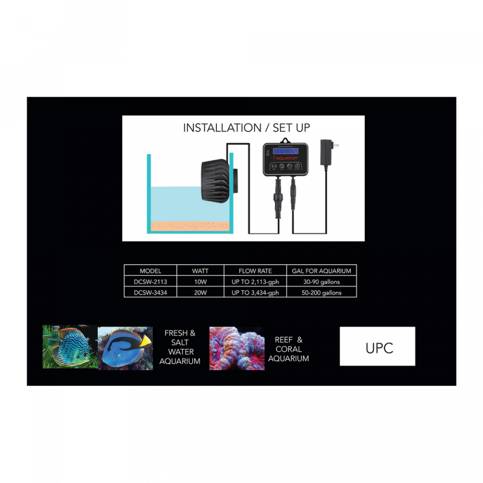 Aquatop Forza MaxFlow Slim DC Wavemaker with Controller - 3434 GPH