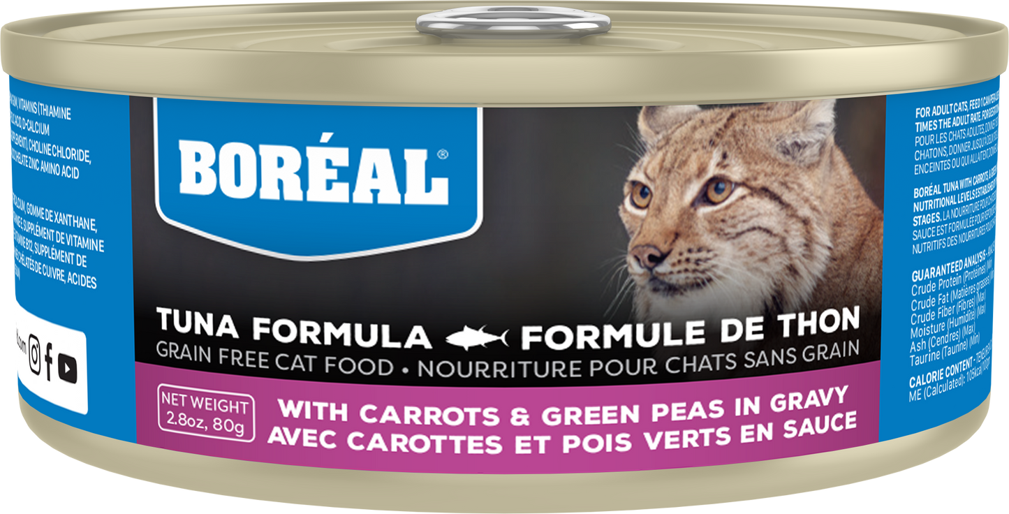 Boreal Red Tuna, Carrot & Green Pea in Gravy Wet Cat Food Can - 80g