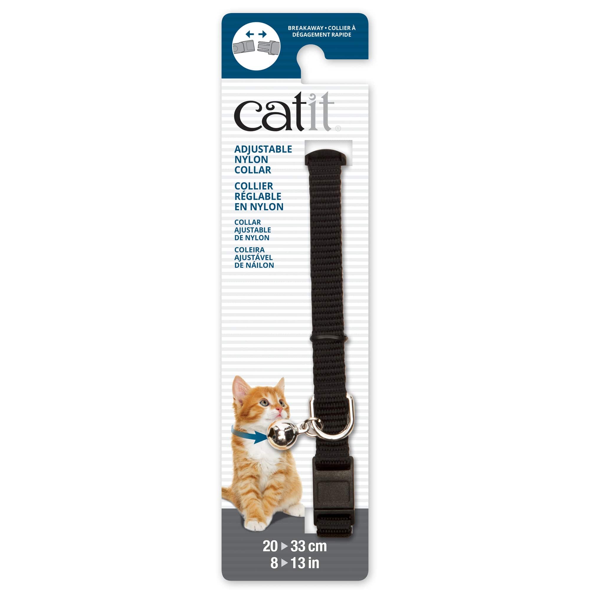 Catit Adjustable Breakaway Nylon Collar - Black - 8-13in - The Pet Source