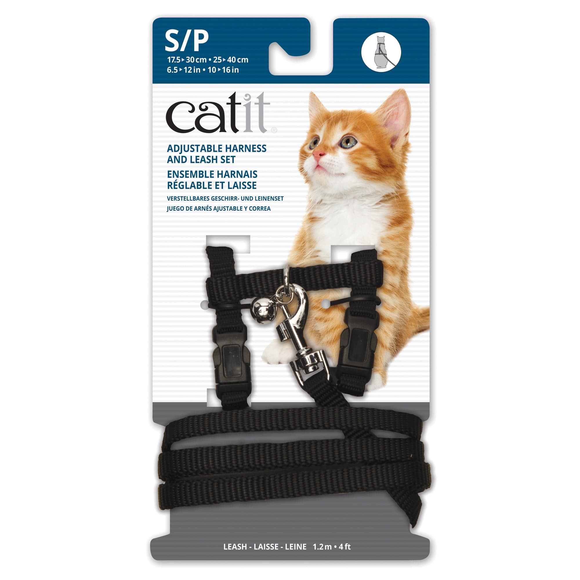 Catit Adjustable Nylon Harness & Leash Set - Black - Small - The Pet Source