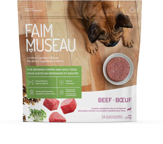 Faim Museau Simply Beef Raw Frozen Dog Food - 6lb