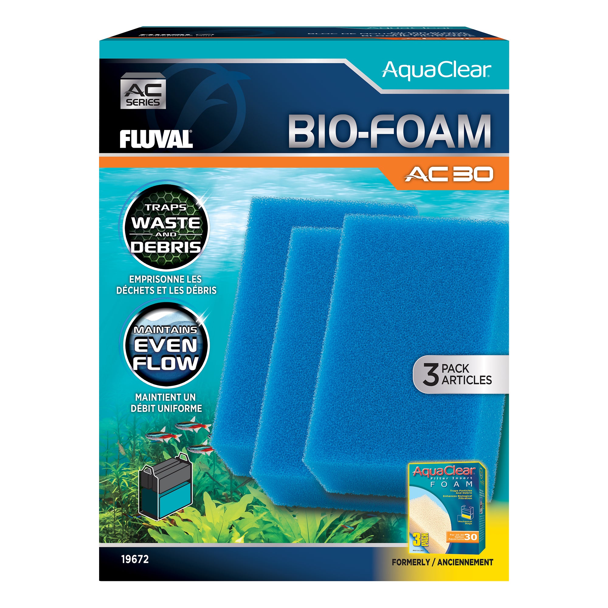 Fluval AquaClear Bio-Foam Filter Insert - AC30 - 3 pack