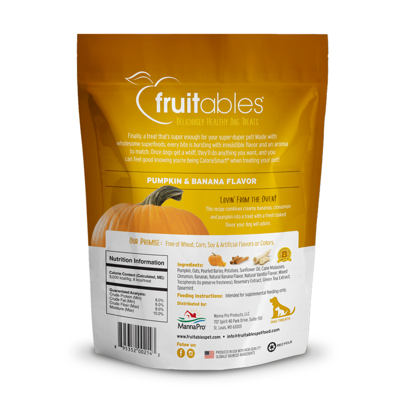 Fruitables Baked Pumpkin & Banana Dog Treats - 12 oz - The Pet Source