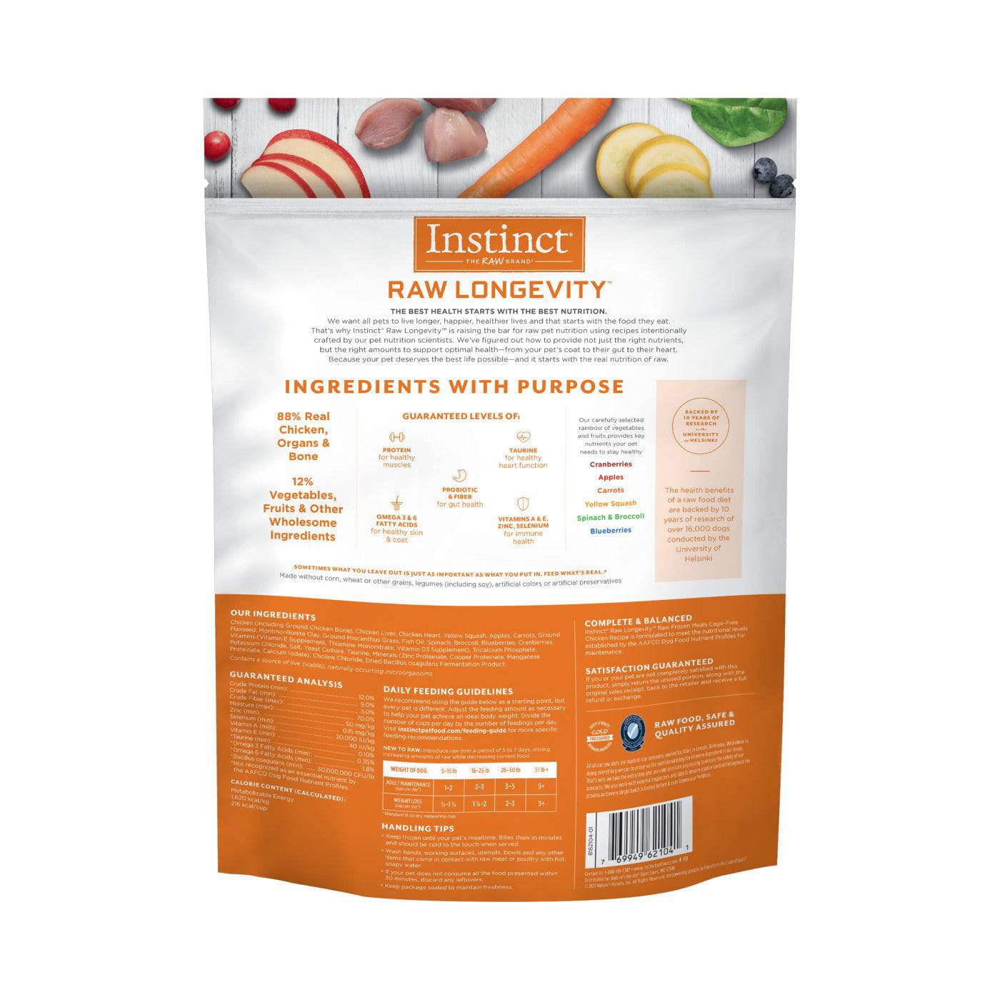 Instinct Raw Longevity Frozen Bites Adult Dog Food Cage-Free Chicken - 4lb - The Pet Source