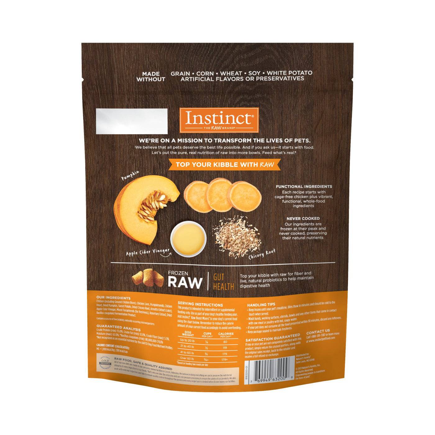 Instinct Raw Boost Frozen Mixers Gut Health Dog Food Topper - 1.25lb - The Pet Source