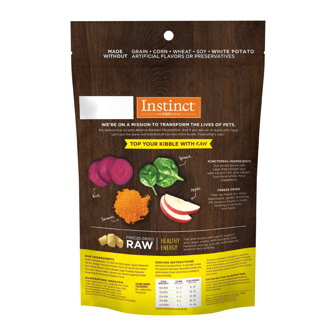 Instinct Raw Boost Mixers Healthy Energy Dog Food Topper - 5.5oz