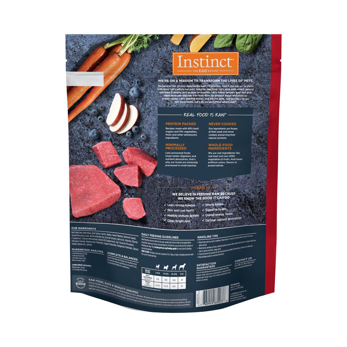 Instinct Raw Frozen Bites Adult Dog Food Real Beef - 6lb - The Pet Source