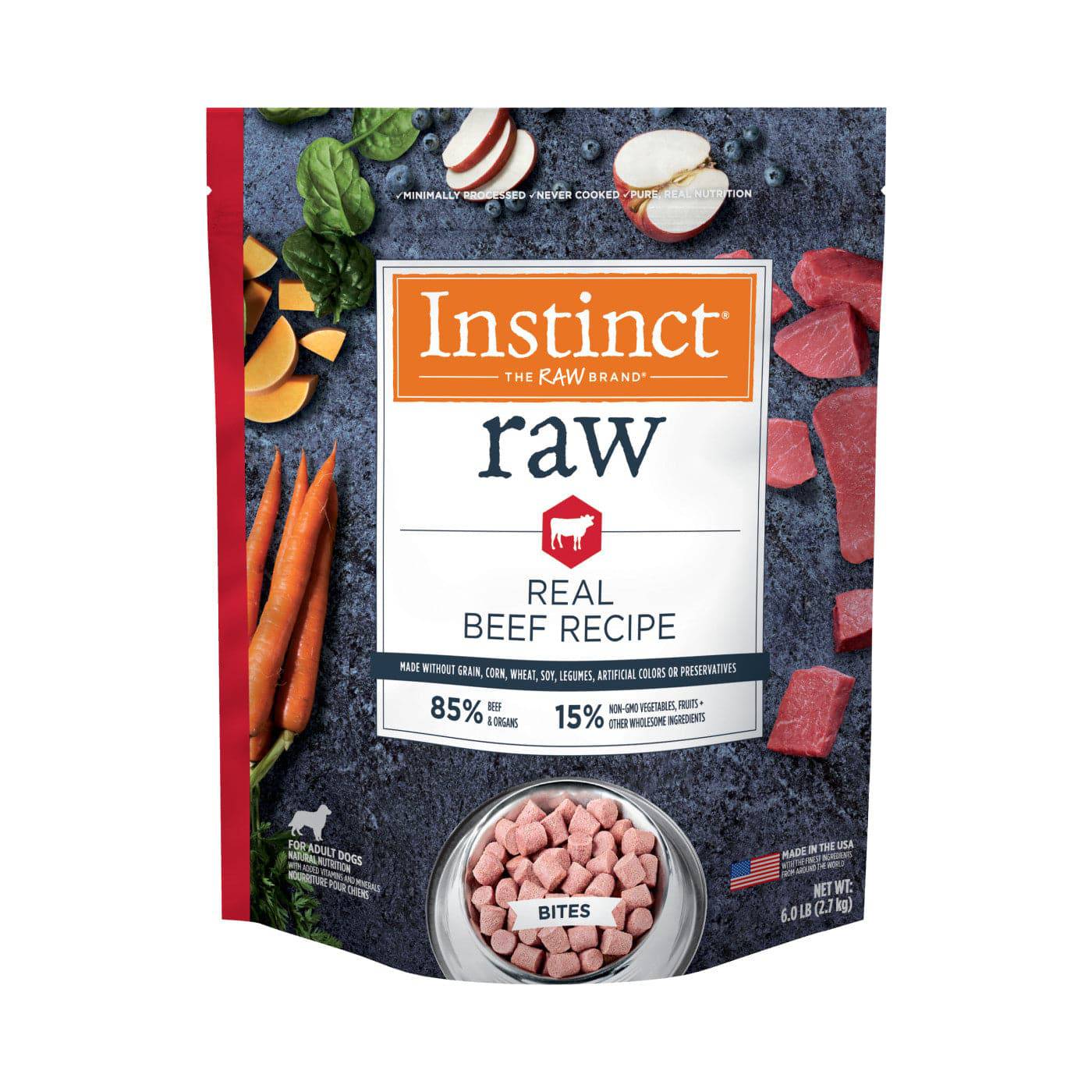 Instinct Raw Frozen Bites Adult Dog Food Real Beef - 6lb - The Pet Source