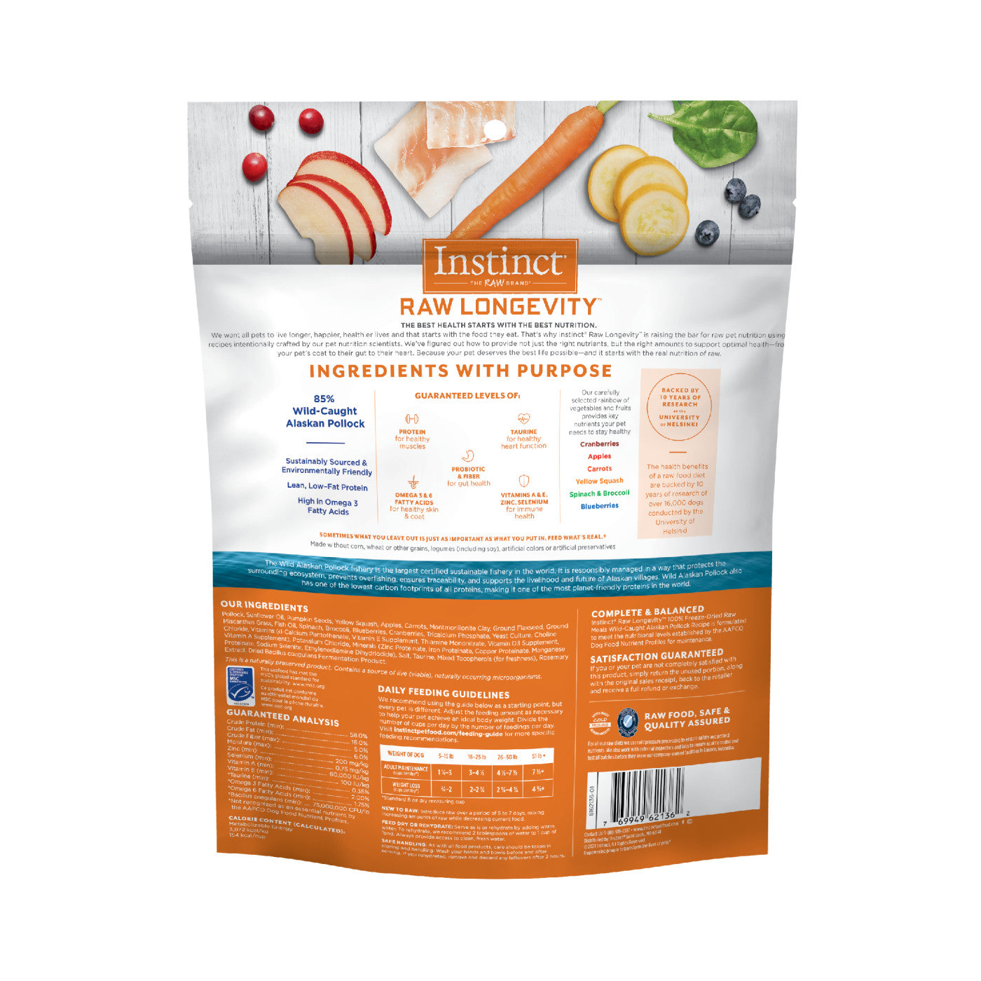 Instinct Raw Longevity Freeze Dried Bites Adult Dog Food Pollock - 14oz