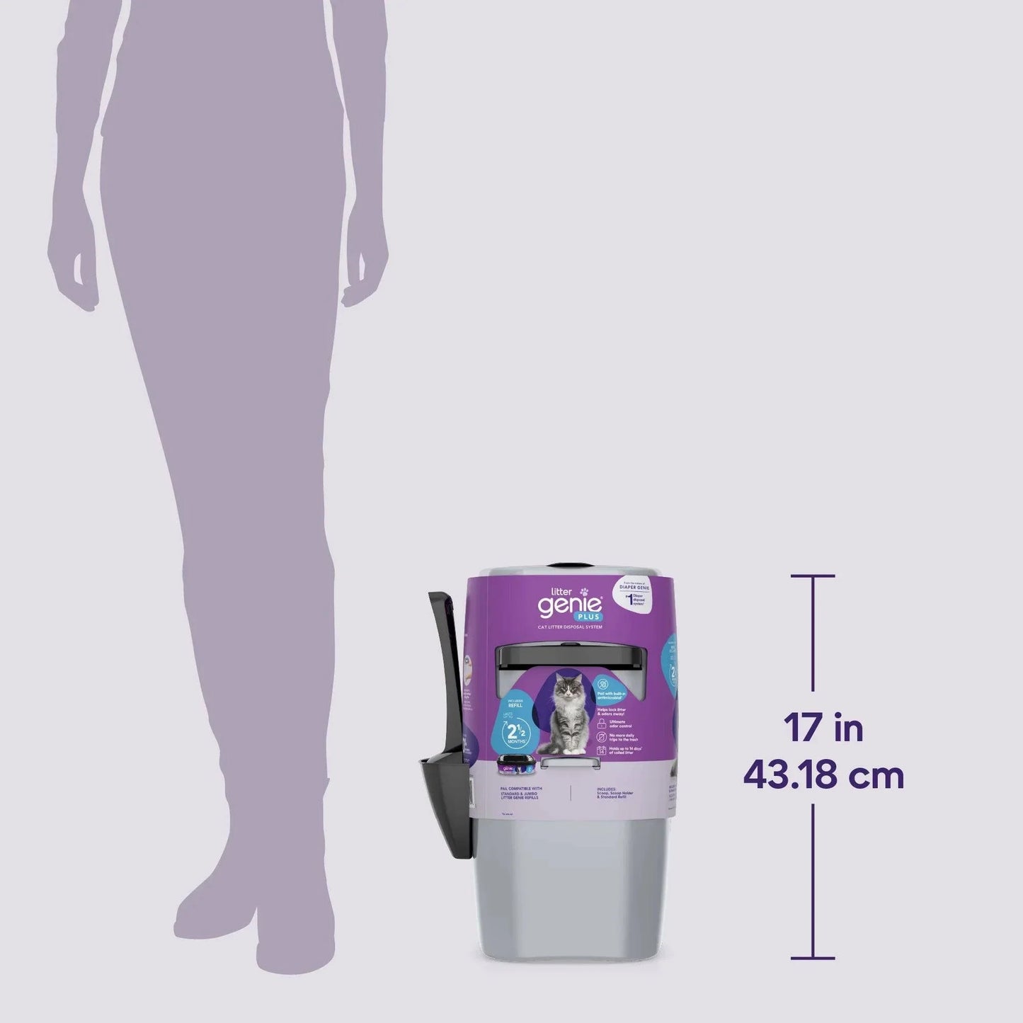 Litter Genie Plus Cat Litter Pail Disposal System - Silver - The Pet Source