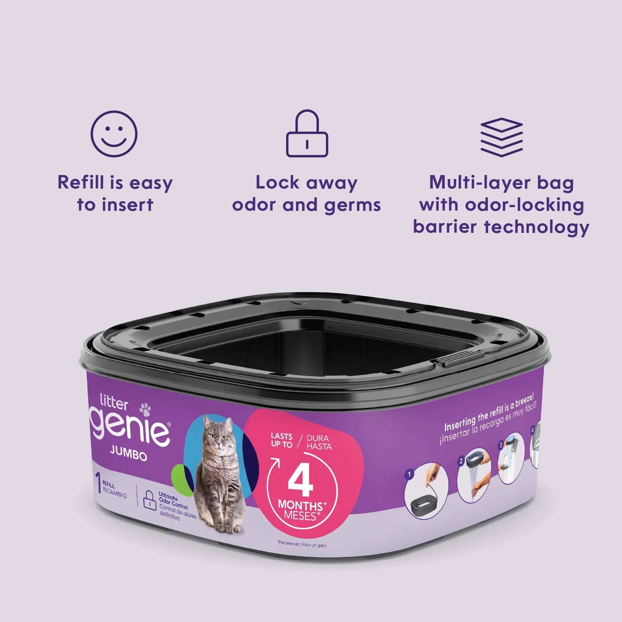Litter Genie Plus Cat Litter Pail Disposal System Refill Jumbo - 2 pack - The Pet Source