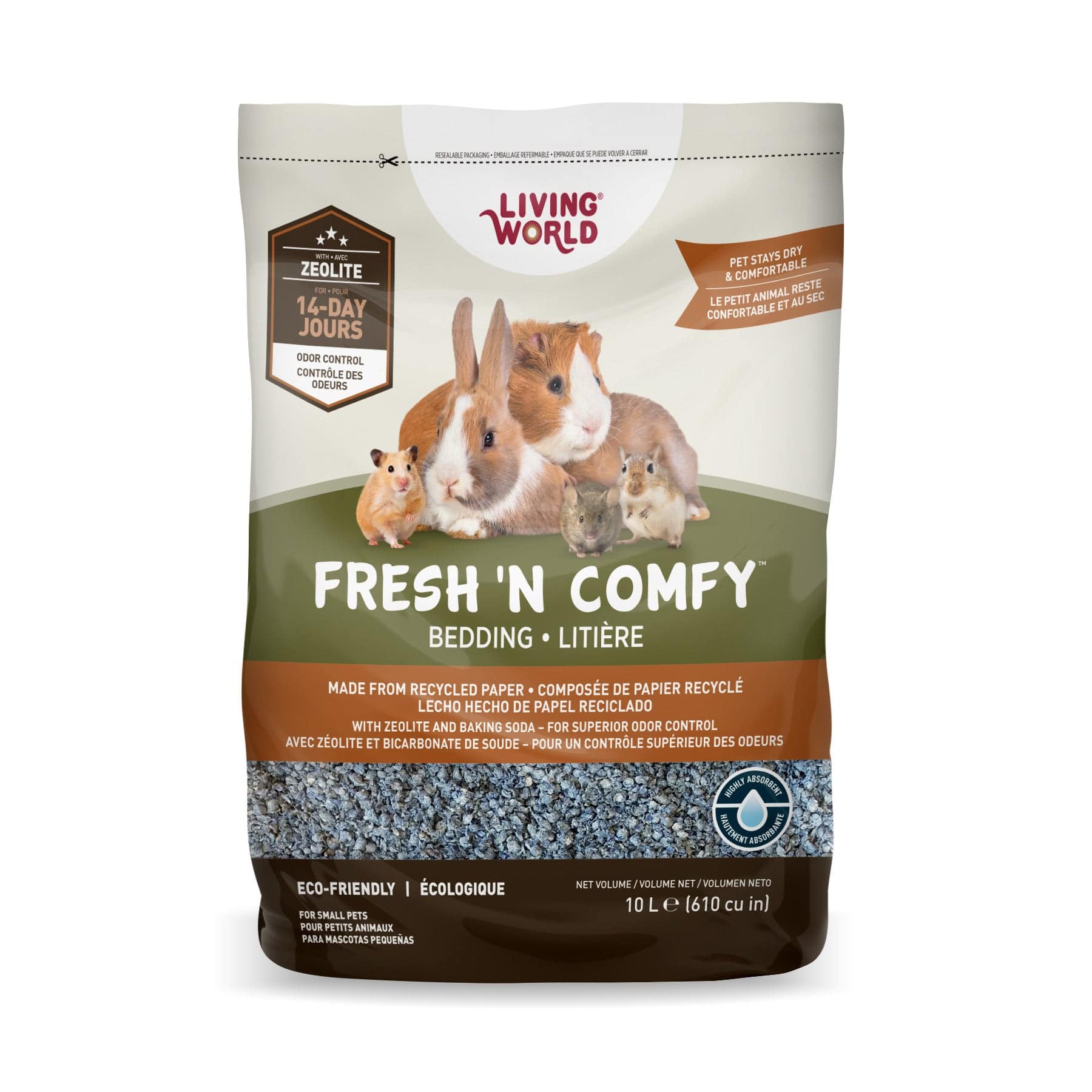 Living World Fresh 'N Comfy Bedding Blue - 10 L - 610 cu in - The Pet Source