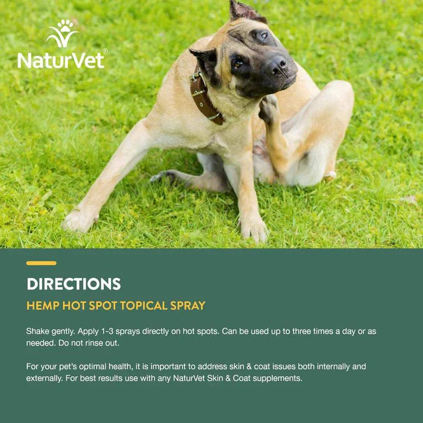NaturVet Hemp Hot Spot Spray - 12oz - The Pet Source
