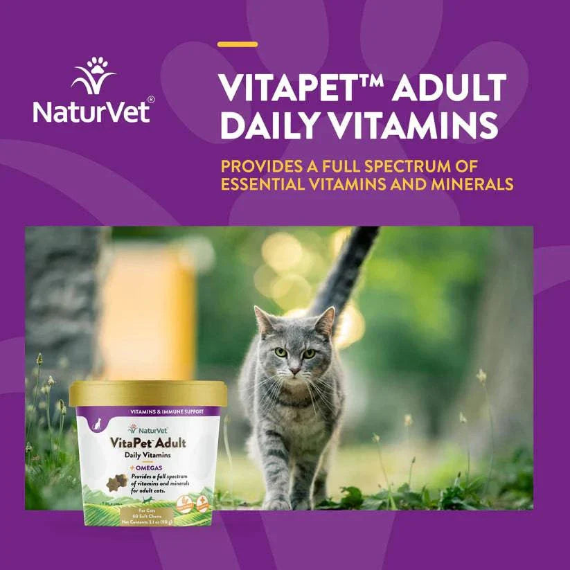 NaturVet VitaPet Adult Daily Vitamins Cat Soft Chews - 60ct - The Pet Source