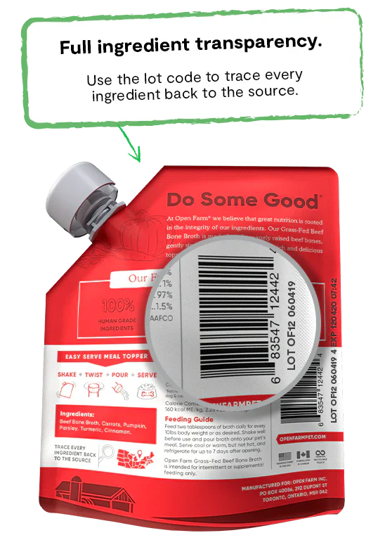Open Farm Grass Fed Beef Bone Broth For Dogs & Cats - 12oz