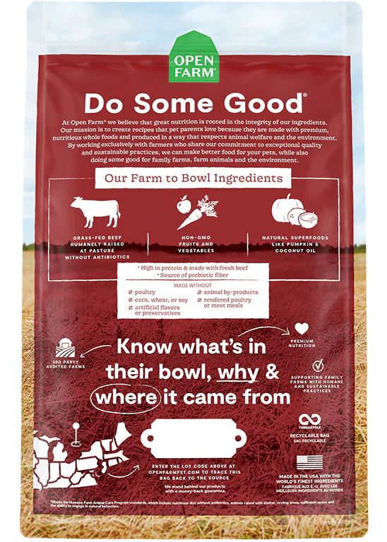 Open Farm Grass Fed Beef Grain Free Dry Dog Food - 4lb