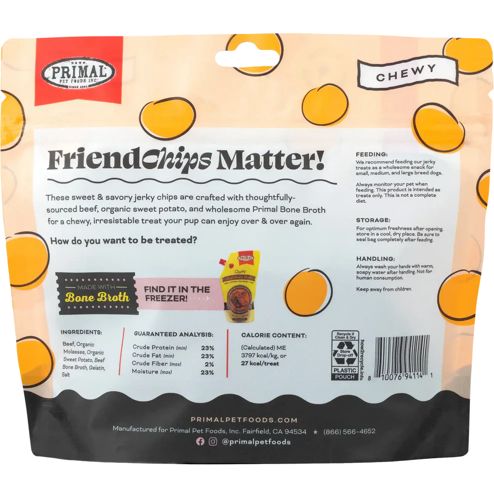 Primal FriendChips Matter Jerky Treats for Dogs Beef Recipe - 4oz