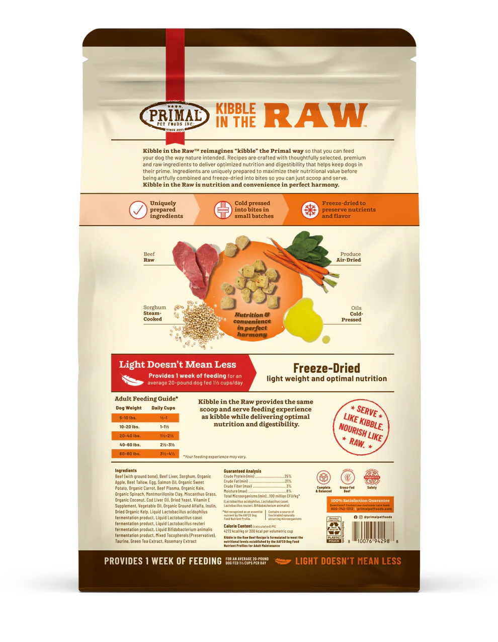 Primal Kibble in the Raw Dog Food Beef Recipe - 1.5lb