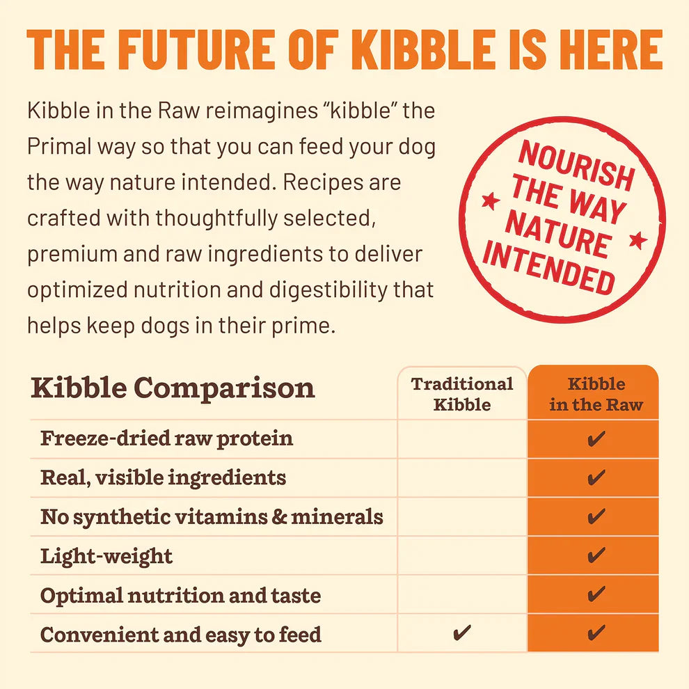 Primal Kibble in the Raw Dog Food Beef Recipe - 1.5lb