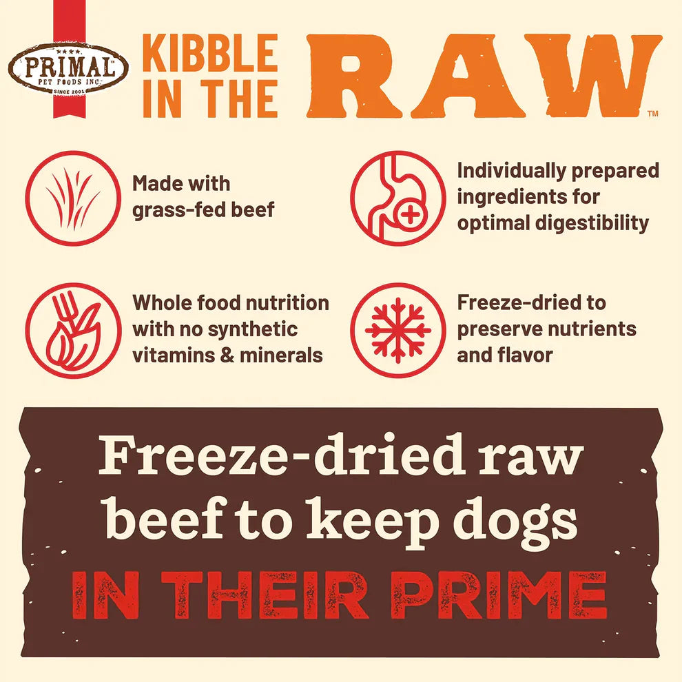 Primal Kibble in the Raw Dog Food Beef Recipe - 1.5lb