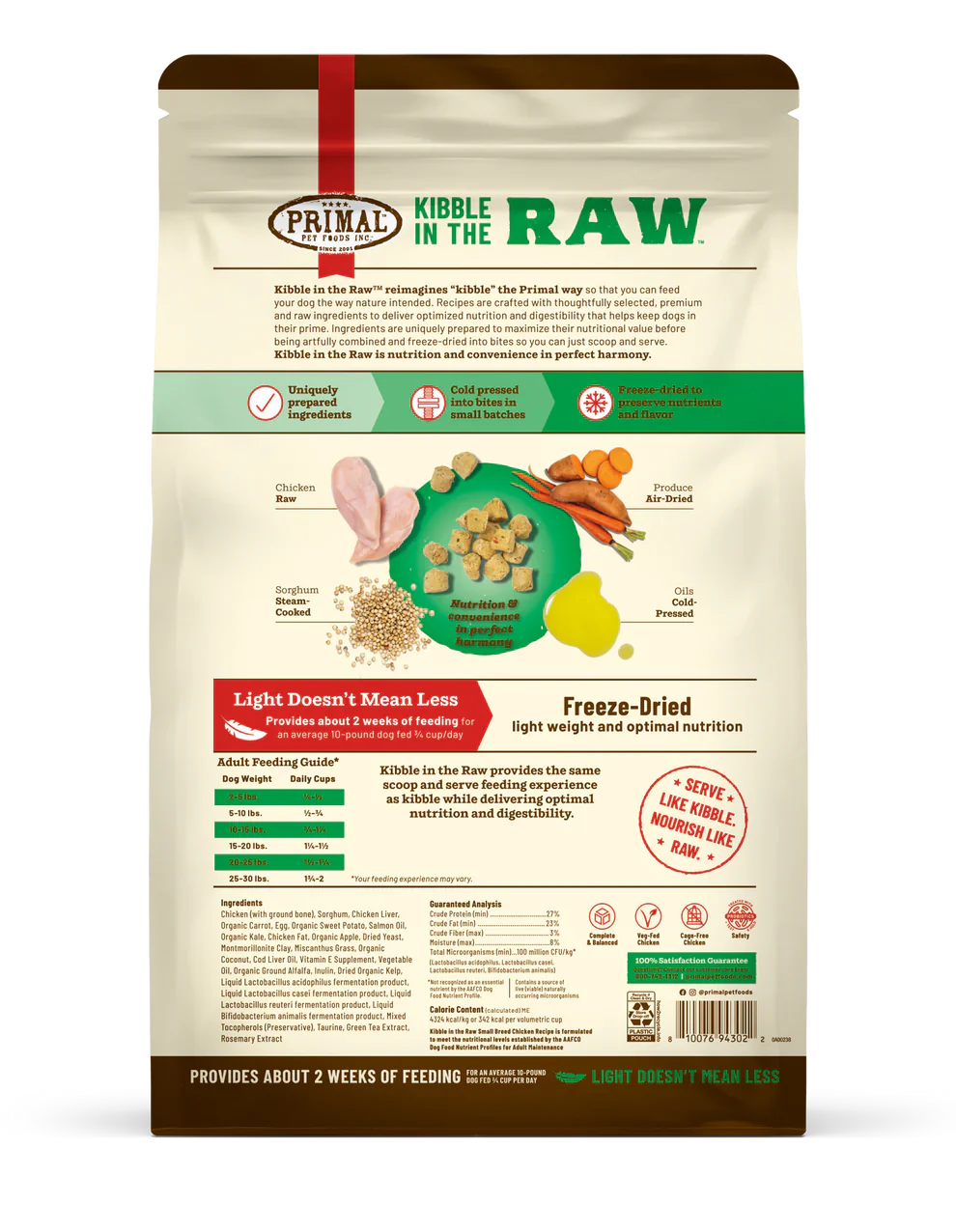 Primal Kibble in the Raw Dog Food Small Breed Chicken Recipe - 1.5lb