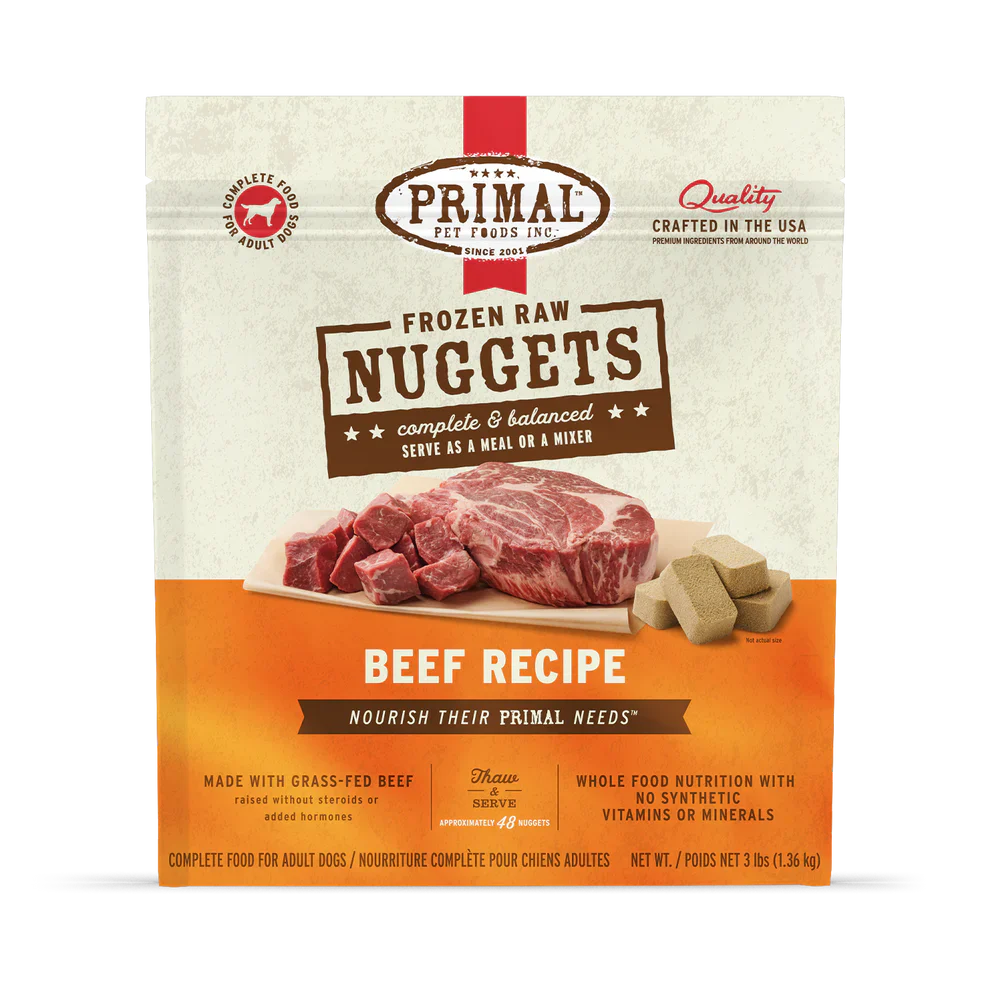 Primal Nuggets Beef Recipe Raw Frozen Dog Food - 3lb