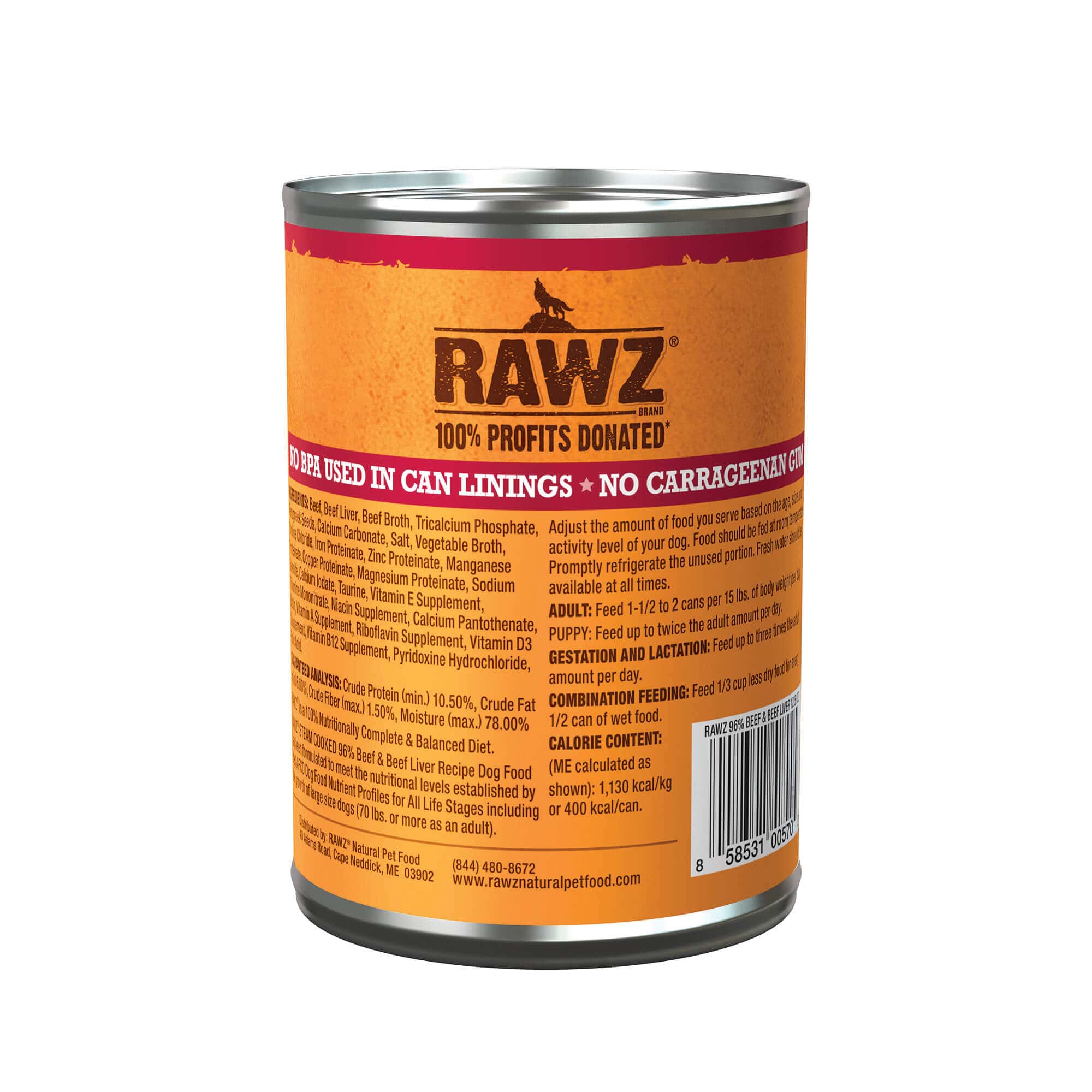 RAWZ 96% Beef & Beef Liver Dog Food - Pate - 12.5 oz - The Pet Source