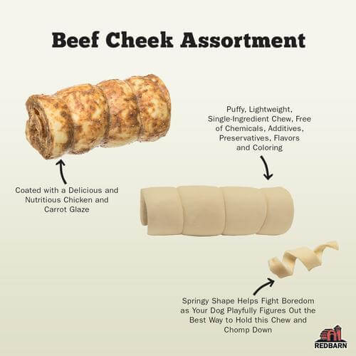 Redbarn Dog Chew Glazed Beef Cheek Rolls - Chicken and Carrot Flavor - Large - 1pc