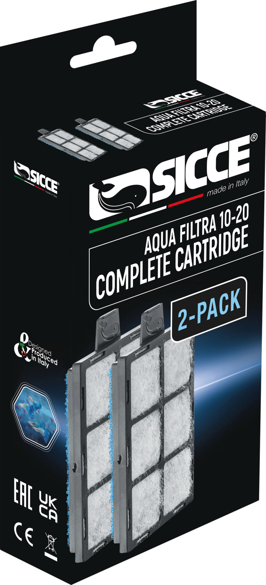 Sicce Aqua Filtra Complete Cartridge - 10-20 Gal - 2 Pack