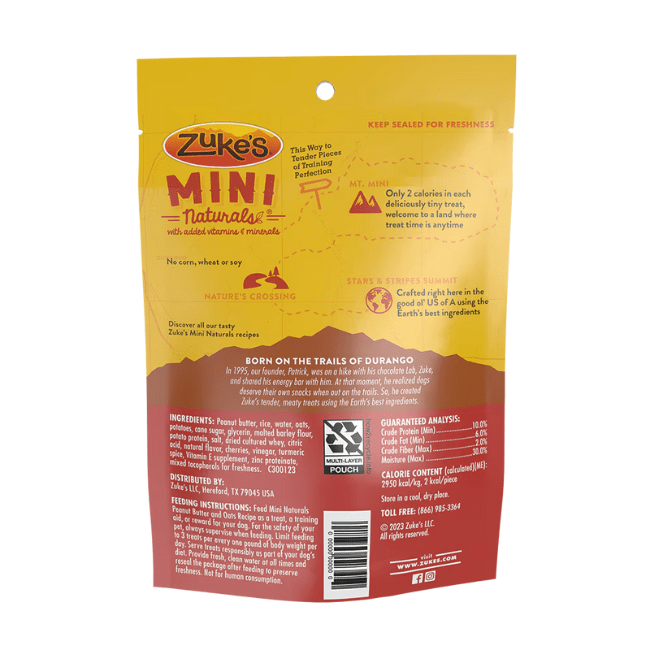 Zuke’s Mini Naturals Peanut Butter & Oats Recipe Dog Treats - 1 lb - The Pet Source