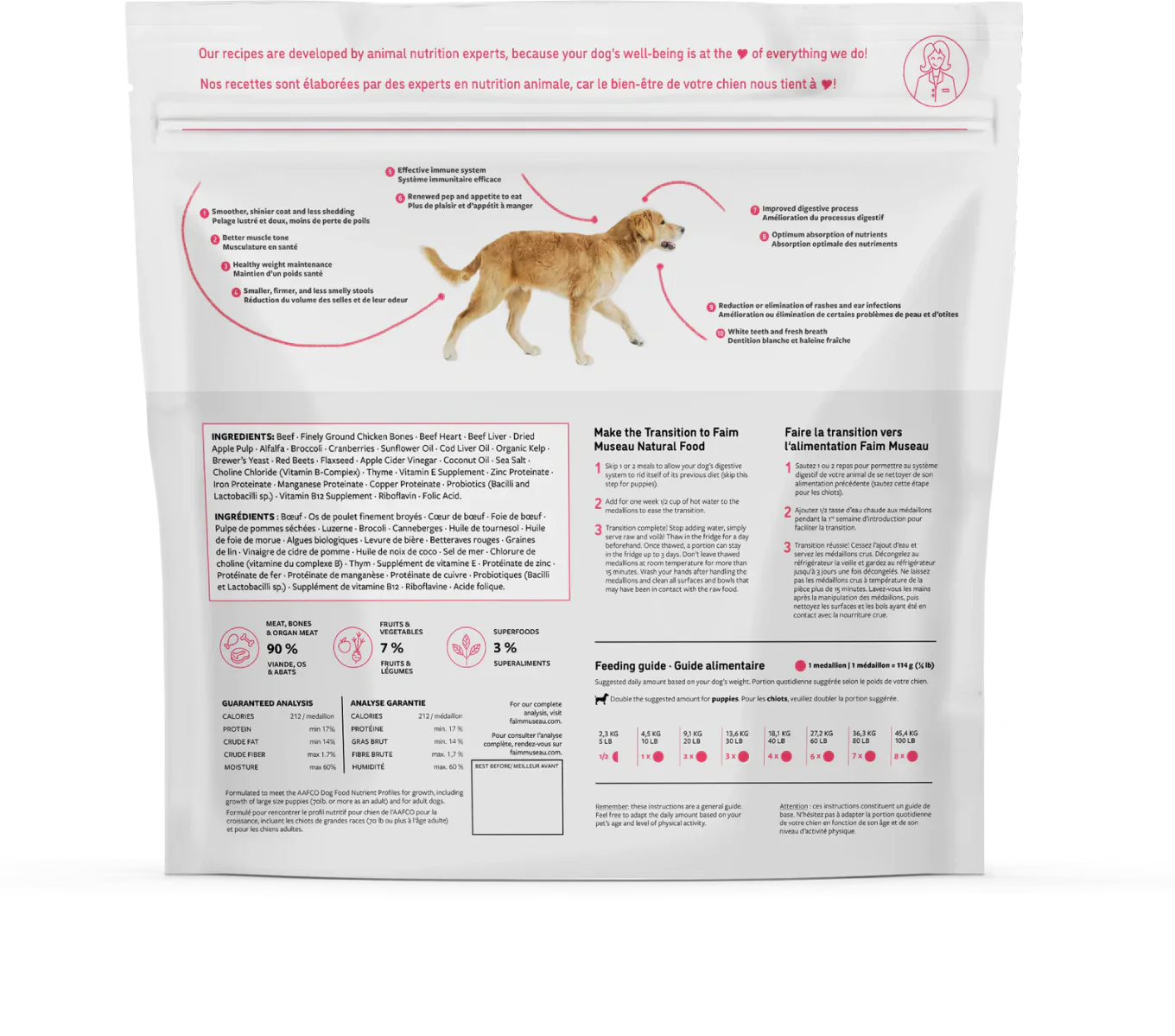 Faim Museau Beef & Apple Raw Frozen Dog Food - 6lb