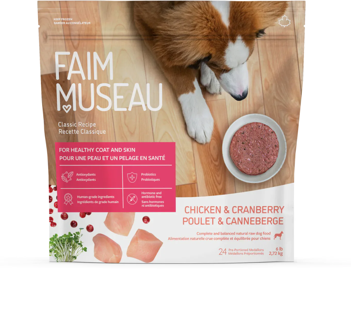 Faim Museau Chicken & Cranberry Raw Frozen Dog Food - 6lb
