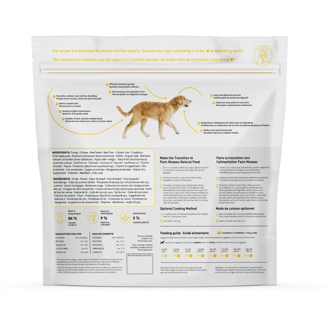 Faim Museau Chicken & Turkey Raw Frozen Dog Food - 6lb