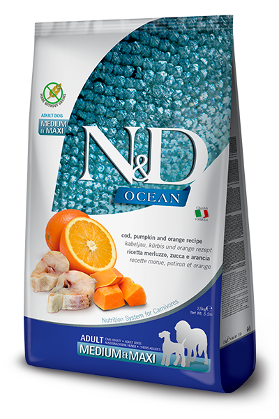 Farmina N&D Ocean Cod, Pumpkin & Orange Adult Medium & Maxi Dog Food - 26.4lb
