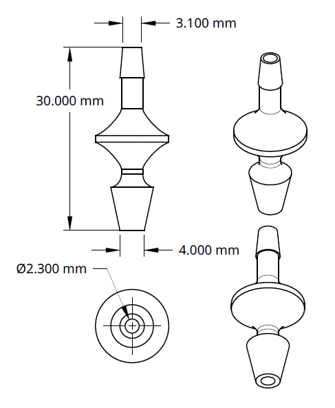 Porcupine Prints 3D Kamoer Reducing barb fitting