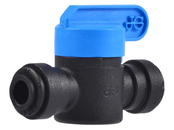 John Guest Reverse Osmosis RO Fitting - PPSV040808E Black Straight Shut-off Valve 1/4 Inch