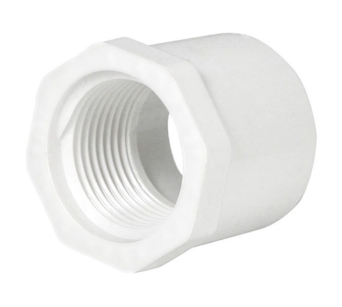 PVC Reducer Bushing - Schedule 40 - White - Spigot x Thread - 1 1/4 Inch to 3/4 Inch