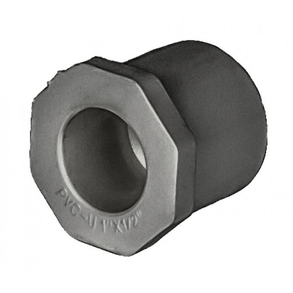 PVC Reducer Bushing - Schedule 80 - Grey - Spigot x Socket - 1 Inch to 1/2 Inch