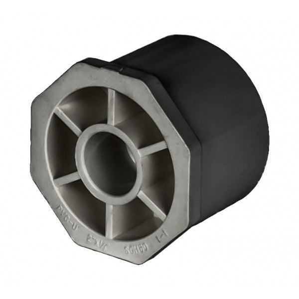 PVC Reducer Bushing - Schedule 80 - Grey - Spigot x Socket - 2 Inch to 1/2 Inch