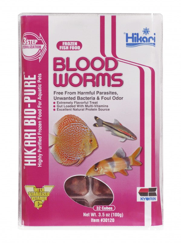 Hikari Bio-Pure Frozen Blood Worms Cube Pack - 3.5oz