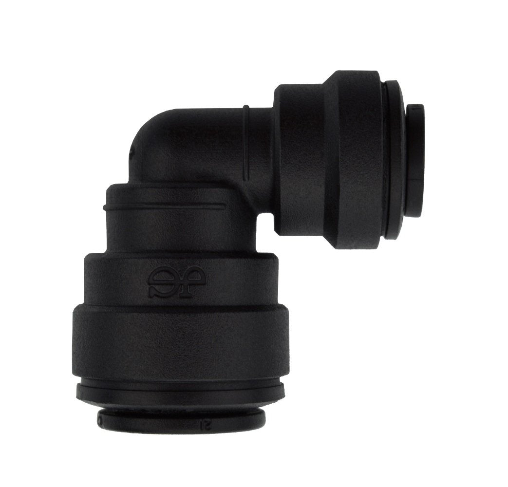 John Guest Reverse Osmosis RO Fitting - PP211208E Black Reducing Elbow 3/8 Inch x 1/4 Inch