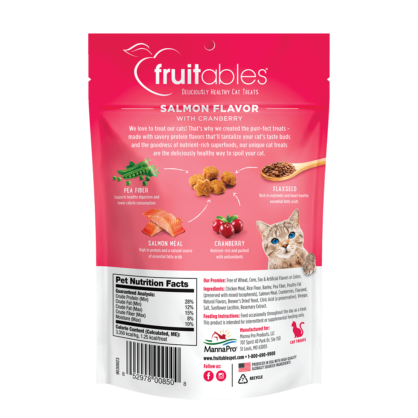 Fruitables Salmon & Cranberry Cat Treat - 2.5 oz - The Pet Source