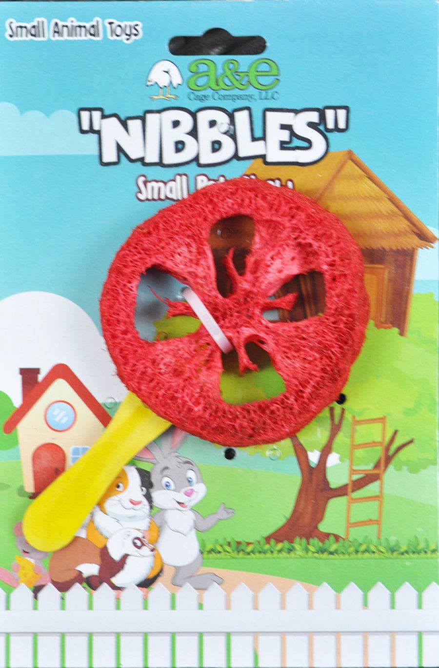 A & E Cages Nibbles Small Animal Loofah Chew Toy Lollipop - The Pet Source