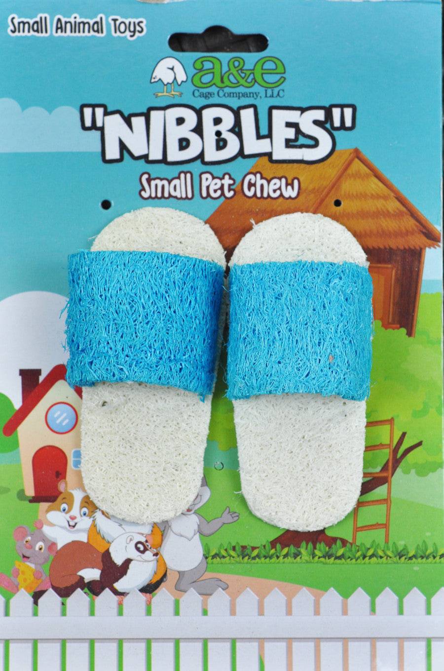 A & E Cages Nibbles Small Animal Loofah Chew Toy Sandals - The Pet Source